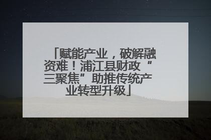 赋能产业，破解融资难！浦江县财政“三聚焦”助推传统产业转型升级